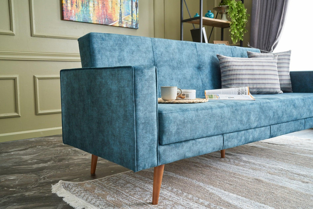Canapea extensibilă Dublin, 3 locuri, Diverse culori, 214x75x90 cm - Turcoaz | SKU: 825BLC2555 | Canapea extensibilă Dublin, 3 locuri, 214x75x90 cm, varianta Turcoaz, produs pentru amenajarea locuinței, disponibil online în România la CasaMob