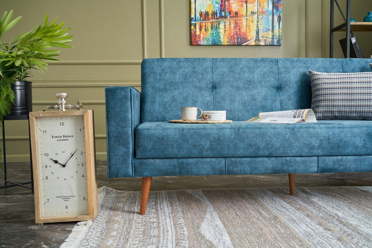 Canapea extensibilă Dublin, 3 locuri, Diverse culori, 214x75x90 cm - Turcoaz | SKU: 825BLC2555 | Canapea extensibilă Dublin, 3 locuri, 214x75x90 cm, varianta Turcoaz, produs pentru amenajarea locuinței, disponibil online în România la CasaMob