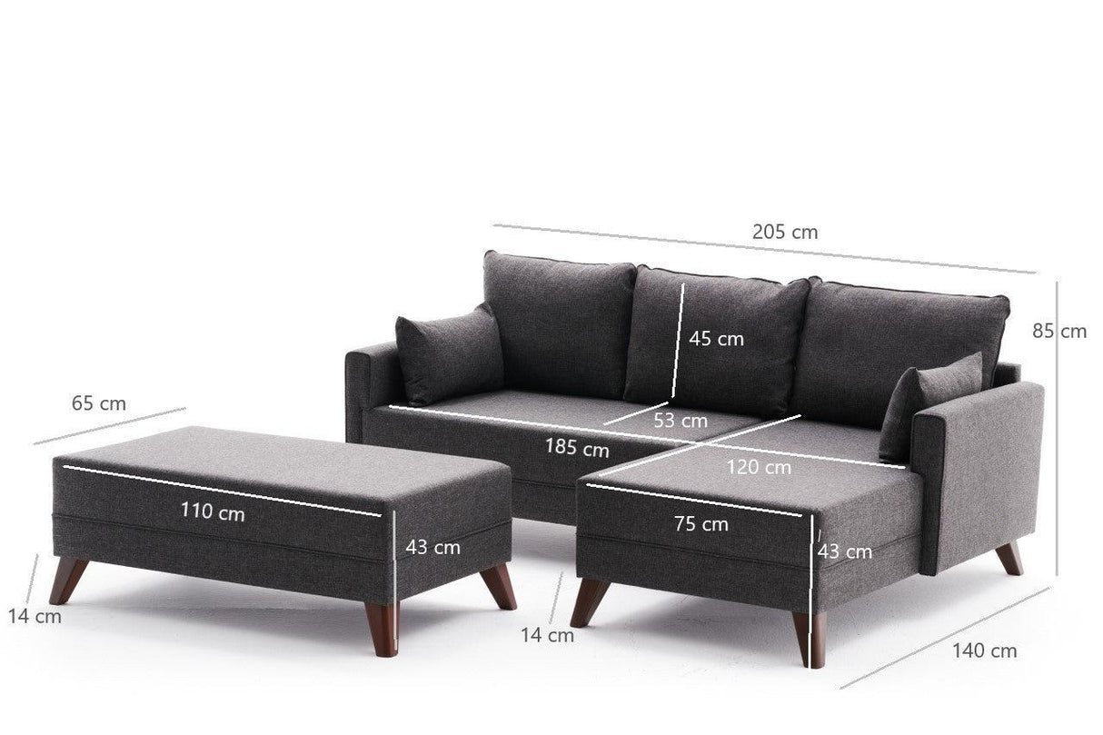 Canapea extensibilă Bella, Colț, Dreapta, Mini, Diverse culori, 205x81x85 cm - Antracit | SKU: 825BLC2578 | Canapea extensibilă Bella, Colț, Dreapta, Mini, 205x81x85 cm, varianta Antracit, produs pentru amenajarea locuinței, disponibil online în România la CasaMob