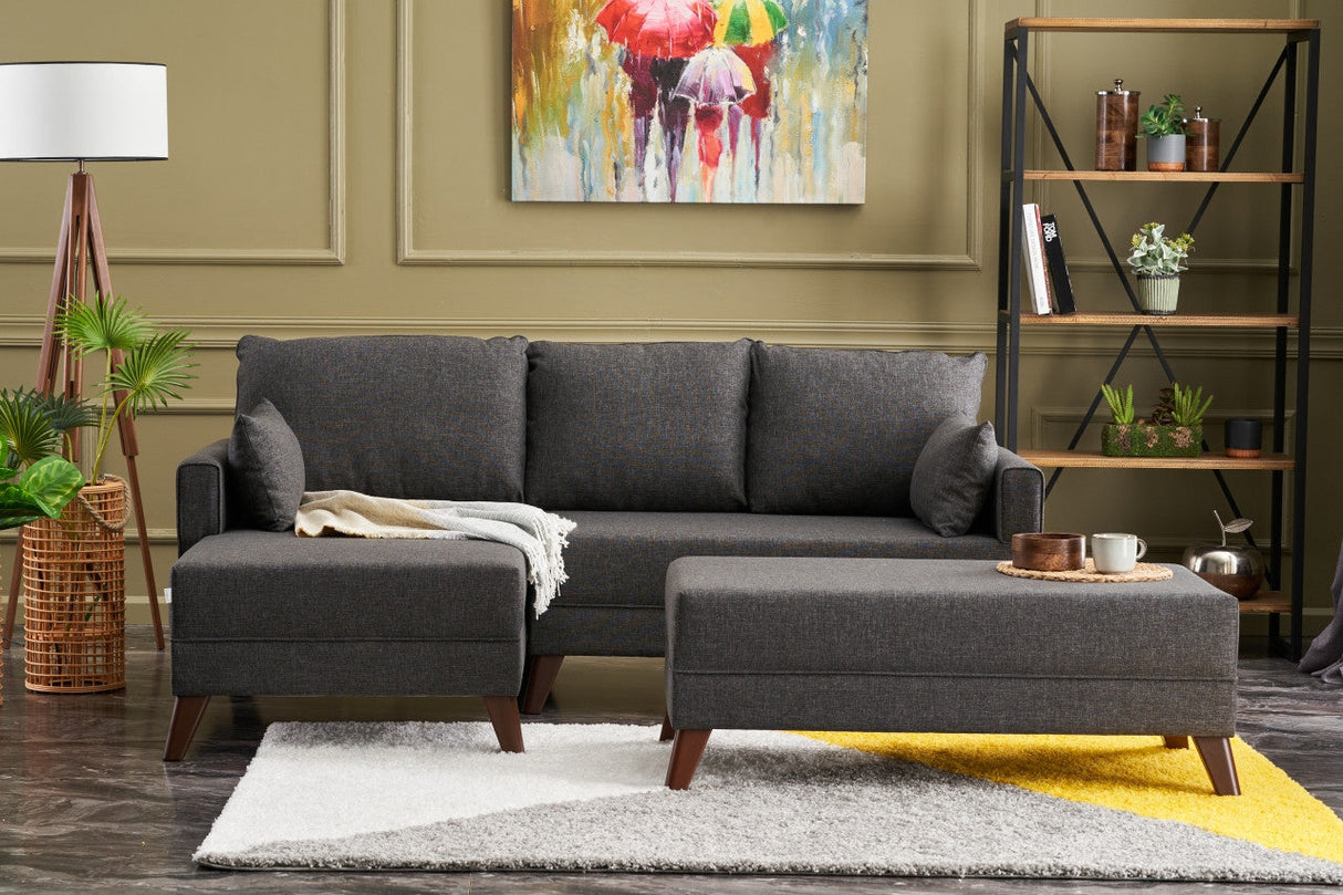 Canapea extensibilă Bella, Colț, Stânga, Mini, Diverse culori, 205x81x85 cm - Antracit | SKU: 825BLC2579 | Canapea extensibilă Bella, Colț, Stânga, Mini, 205x81x85 cm, varianta Antracit, produs pentru amenajarea locuinței, disponibil online în România la CasaMob