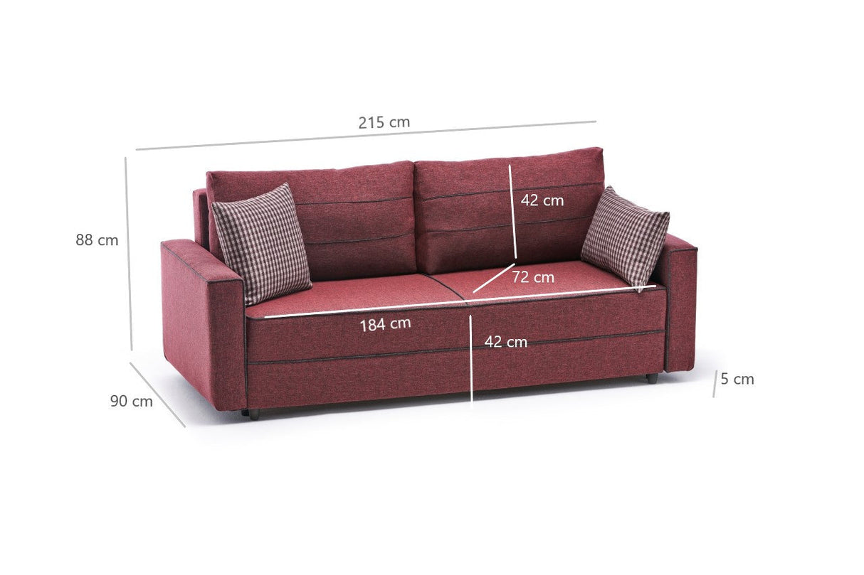 Canapea extensibilă Ece, 3 locuri, Diverse culori, 215x90x88 cm - Bordo | SKU: 825BLC2590 | Canapea extensibilă Ece, 3 locuri, 215x90x88 cm, varianta Bordo, produs pentru amenajarea locuinței, disponibil online în România la CasaMob