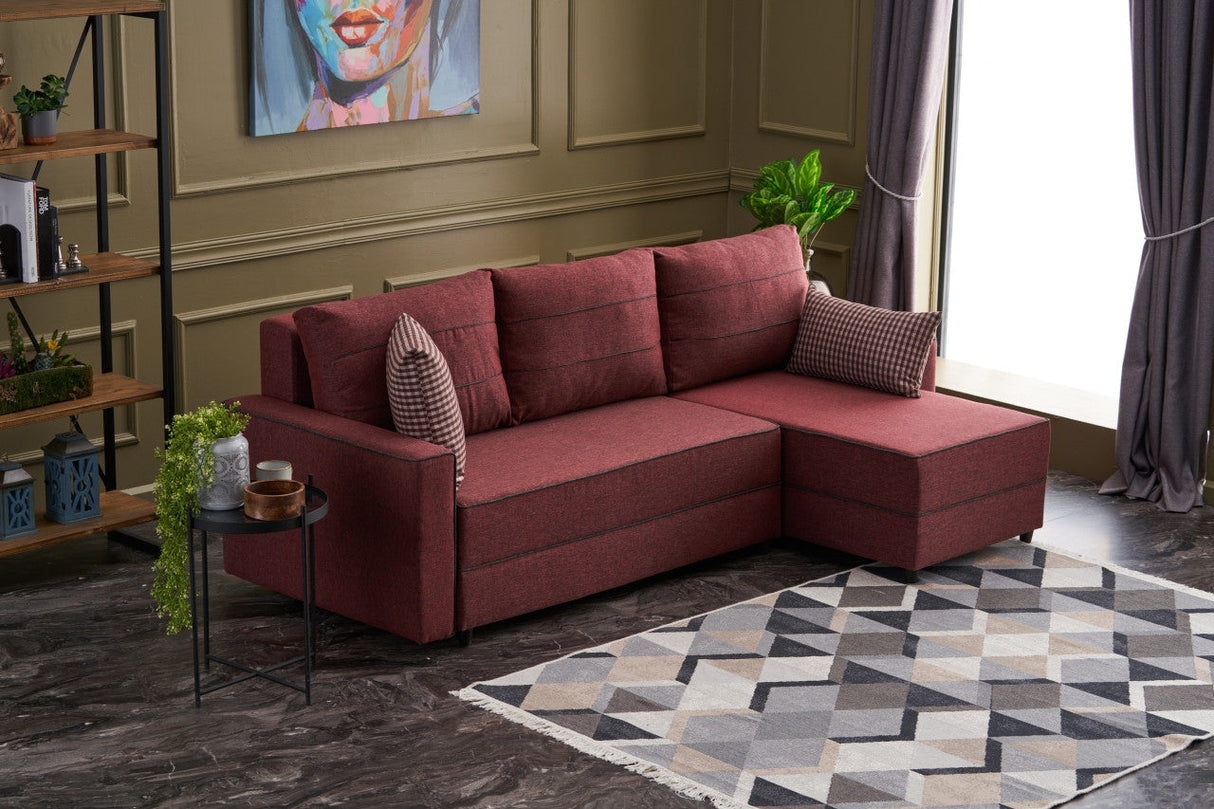 Canapea extensibilă Ece, Colț, Dreapta, Diverse culori, 242x90x88 cm - Bordo | SKU: 825BLC2599 | Canapea extensibilă Ece, Colț, Dreapta, 242x90x88 cm, varianta Bordo, produs pentru amenajarea locuinței, disponibil online în România la CasaMob