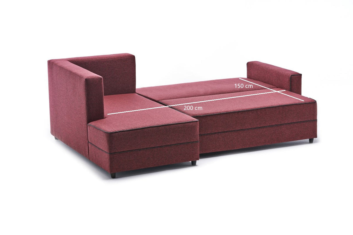 Canapea extensibilă Ece, Colț, Stânga, Diverse culori, 242x90x88 cm - Bordo | SKU: 825BLC2601 | Canapea extensibilă Ece, Colț, Stânga, 242x90x88 cm, varianta Bordo, produs pentru amenajarea locuinței, disponibil online în România la CasaMob