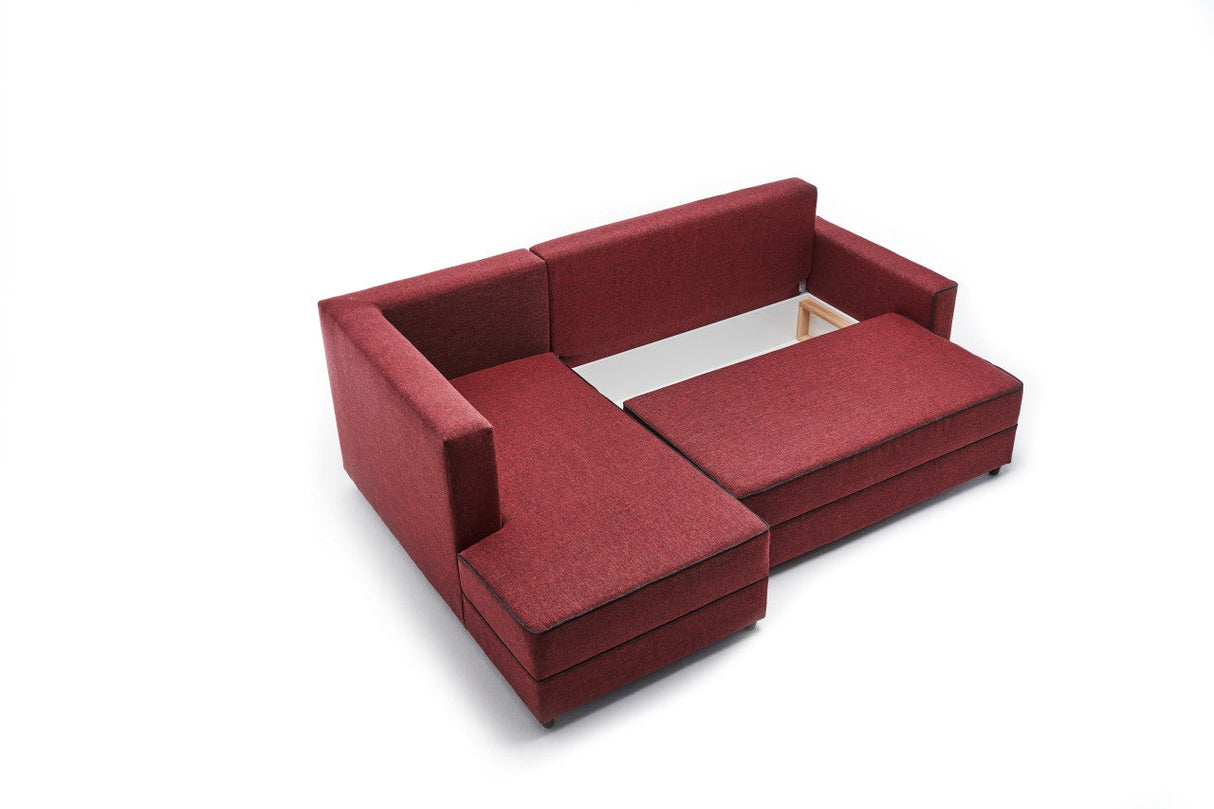 Canapea extensibilă Ece, Colț, Stânga, Diverse culori, 242x90x88 cm - Bordo | SKU: 825BLC2601 | Canapea extensibilă Ece, Colț, Stânga, 242x90x88 cm, varianta Bordo, produs pentru amenajarea locuinței, disponibil online în România la CasaMob