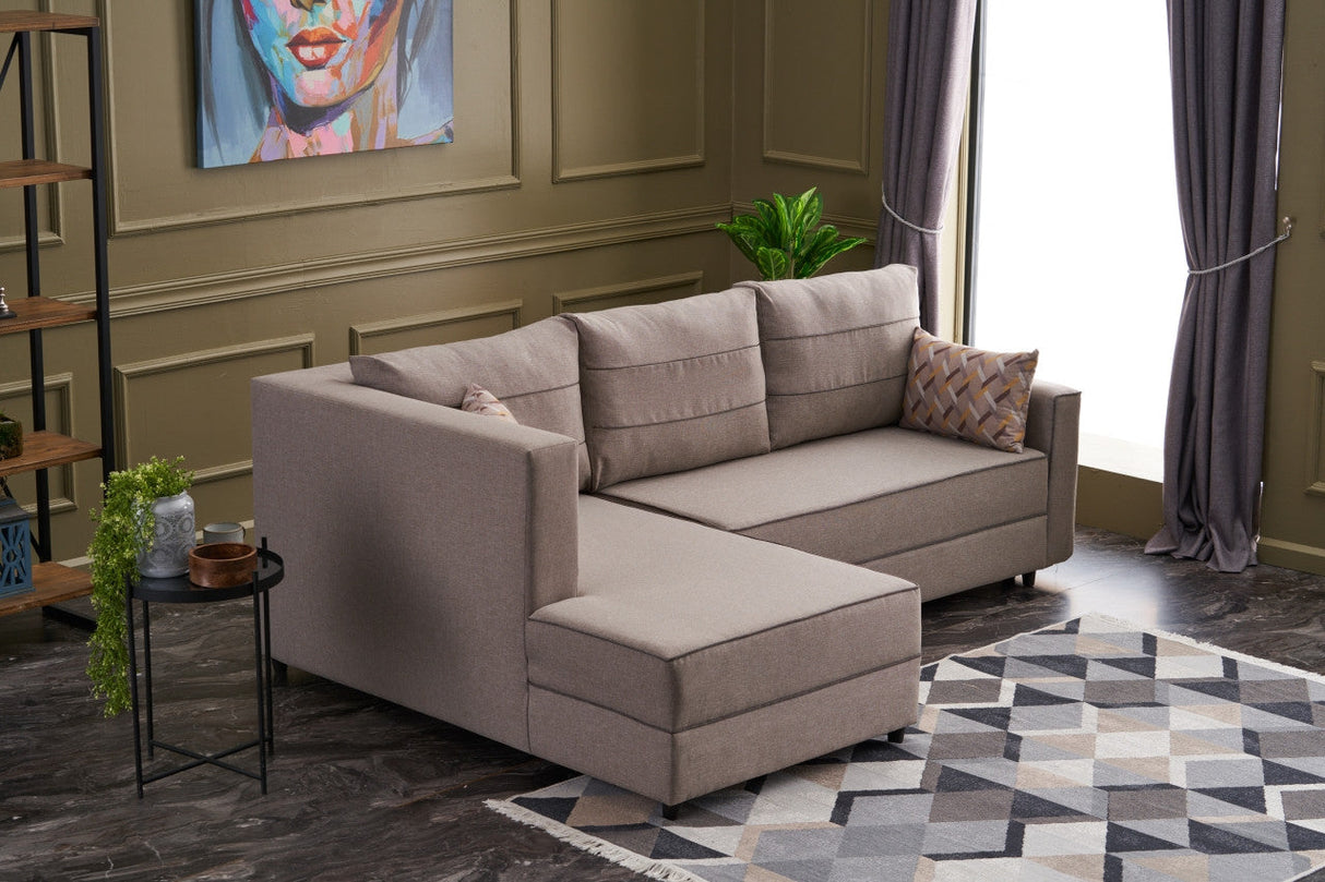 Canapea extensibilă Ece, Colț, Stânga, Diverse culori, 242x90x88 cm - Crem | SKU: 825BLC2604 | Canapea extensibilă Ece, Colț, Stânga, 242x90x88 cm, varianta Crem, produs pentru amenajarea locuinței, disponibil online în România la CasaMob