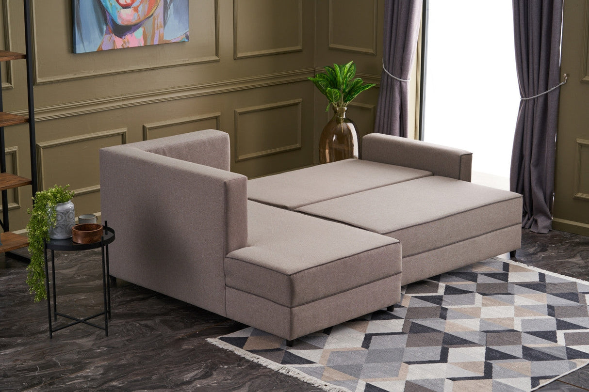 Canapea extensibilă Ece, Colț, Stânga, Diverse culori, 242x90x88 cm - Crem | SKU: 825BLC2604 | Canapea extensibilă Ece, Colț, Stânga, 242x90x88 cm, varianta Crem, produs pentru amenajarea locuinței, disponibil online în România la CasaMob
