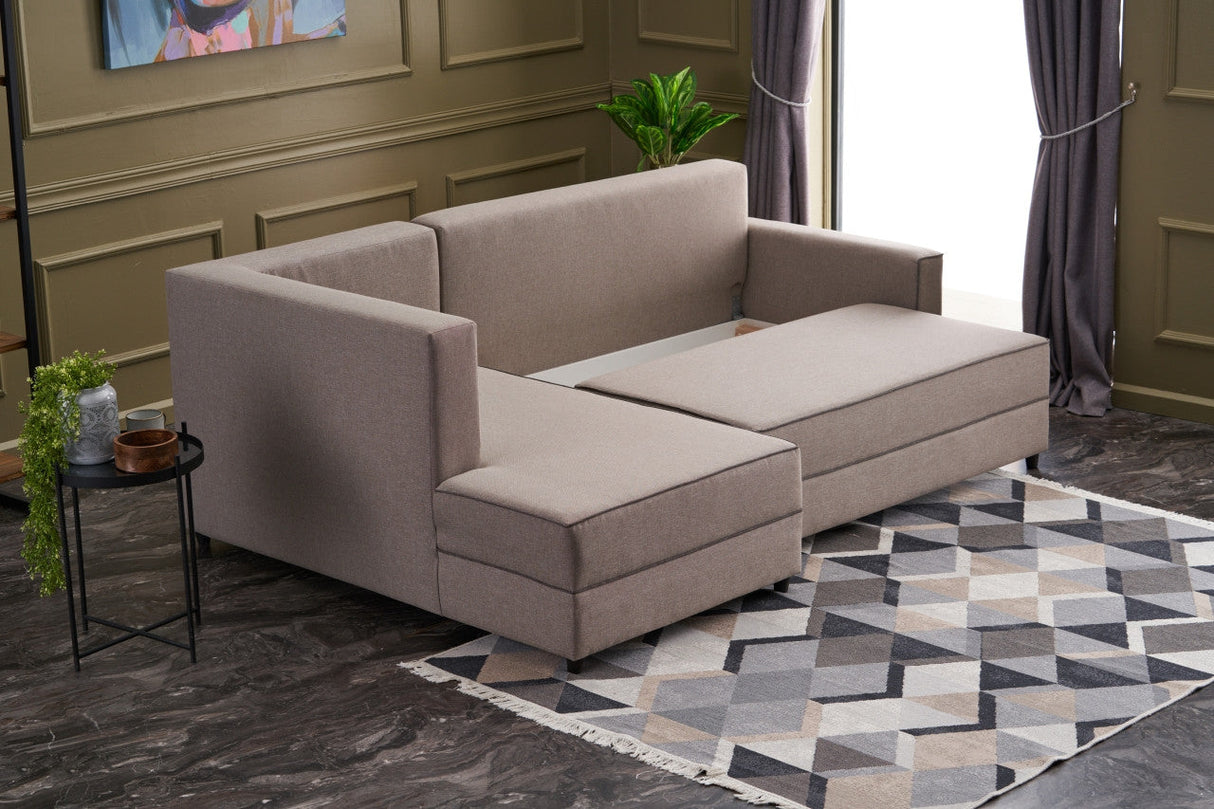 Canapea extensibilă Ece, Colț, Stânga, Diverse culori, 242x90x88 cm - Crem | SKU: 825BLC2604 | Canapea extensibilă Ece, Colț, Stânga, 242x90x88 cm, varianta Crem, produs pentru amenajarea locuinței, disponibil online în România la CasaMob