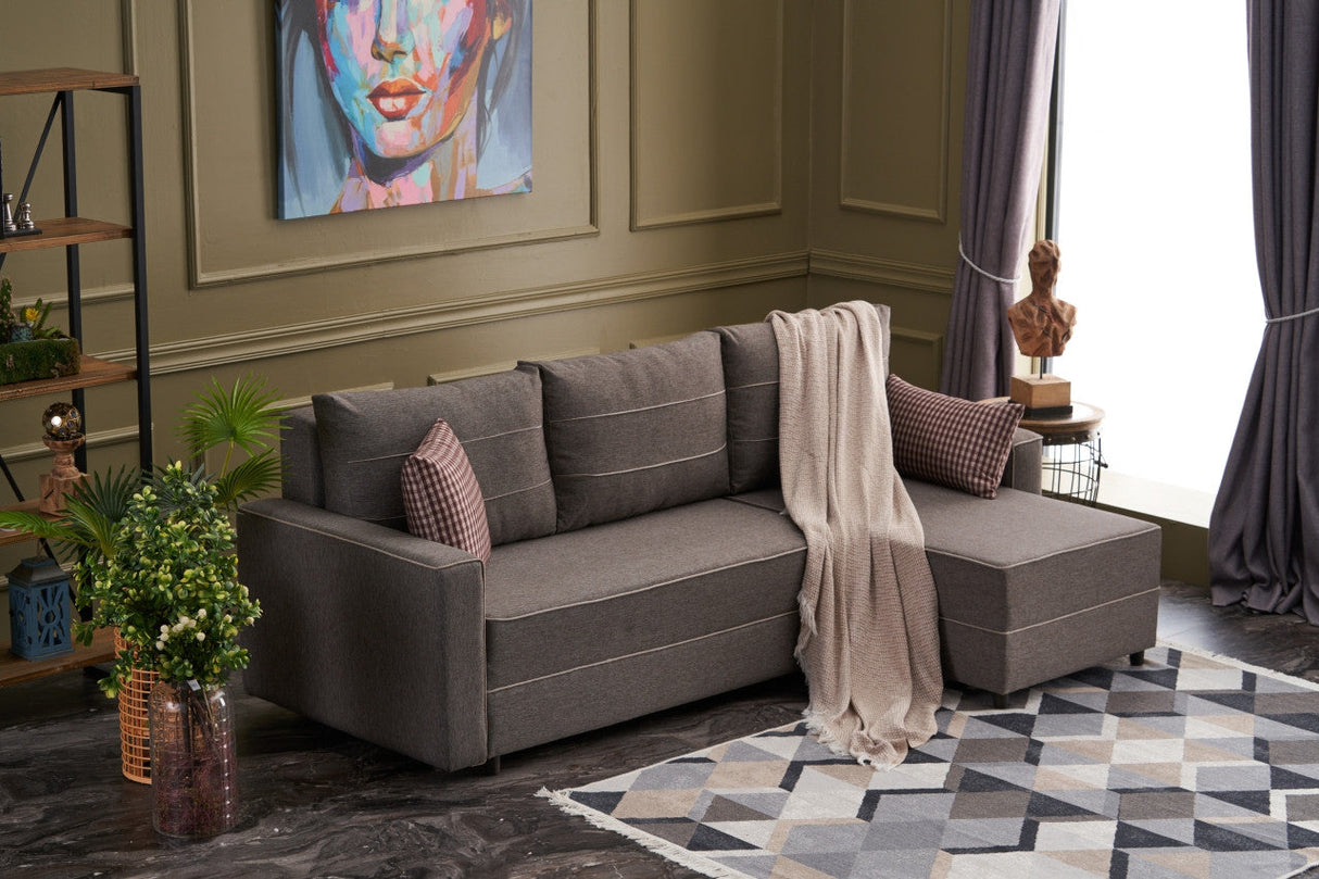 Canapea extensibilă Ece, Colț, Dreapta, Diverse culori, 242x90x88 cm - Maro | SKU: 825BLC2606 | Canapea extensibilă Ece, Colț, Dreapta, 242x90x88 cm, varianta Maro, produs pentru amenajarea locuinței, disponibil online în România la CasaMob