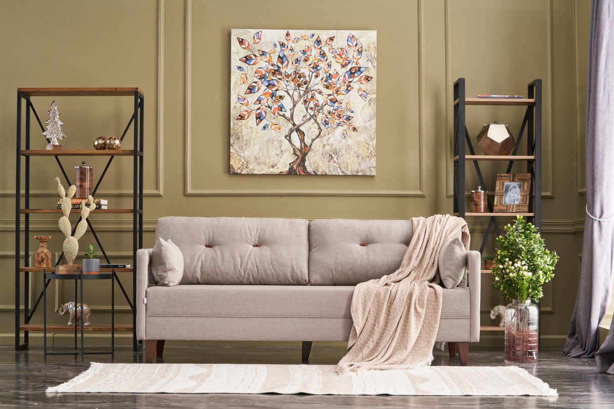 Canapea fixă 3 locuri Comfort, Crem, 206x80x80 cm