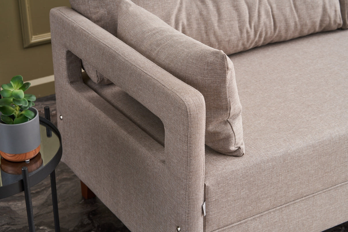 Canapea fixă 3 locuri Comfort, Crem, 206x80x80 cm