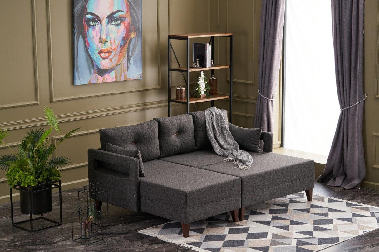 Canapea extensibilă Comfort, Colț, Stânga, Diverse culori, 205x165x80 cm - Antracit | SKU: 825BLC2632 | Canapea extensibilă Comfort, Colț, Stânga, 205x165x80 cm, varianta Antracit, produs pentru amenajarea locuinței, disponibil online în România la CasaMob