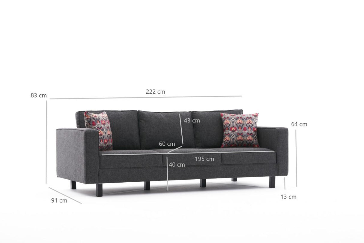 Canapea fixă Kale Linen, Diverse culori, Diverse configurații, Diverse dimensiuni - Antracit - 222x91x83 cm - 3 locuri | SKU: 825BLC2729 | Canapea fixă Kale Linen, varianta Antracit - 222x91x83 cm - 3 locuri, produs pentru amenajarea locuinței, disponibil online în România la CasaMob