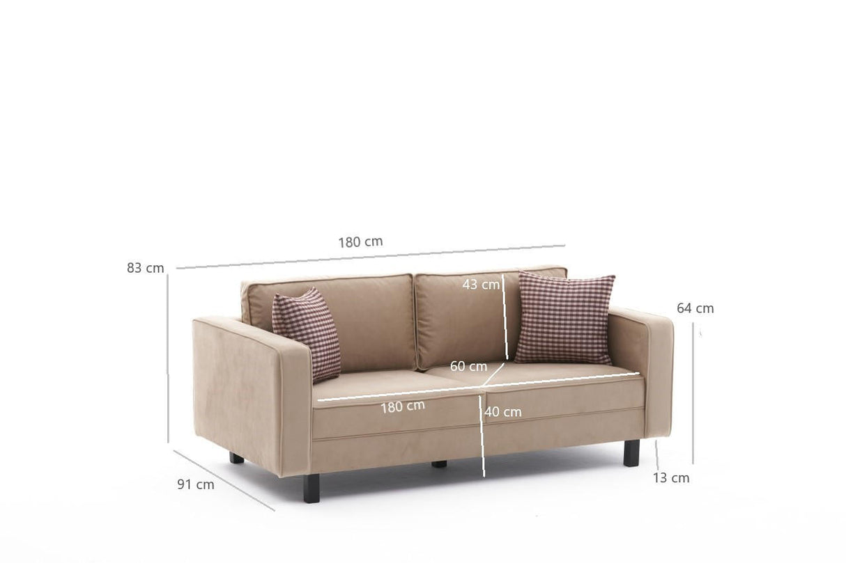 Canapea fixă Kale Velvet, Diverse culori, Diverse configurații, Diverse dimensiuni - Crem - 180x91x83 cm - 2 locuri | SKU: 825BLC2732 | Canapea fixă Kale Velvet, varianta Crem - 180x91x83 cm - 2 locuri, produs pentru amenajarea locuinței, disponibil online în România la CasaMob