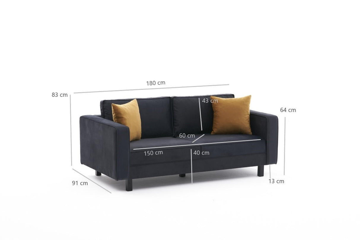 Canapea fixă Kale Velvet, Diverse culori, Diverse configurații, Diverse dimensiuni - Antracit - 180x91x83 cm - 2 locuri | SKU: 825BLC2733 | Canapea fixă Kale Velvet, varianta Antracit - 180x91x83 cm - 2 locuri, produs pentru amenajarea locuinței, disponibil online în România la CasaMob