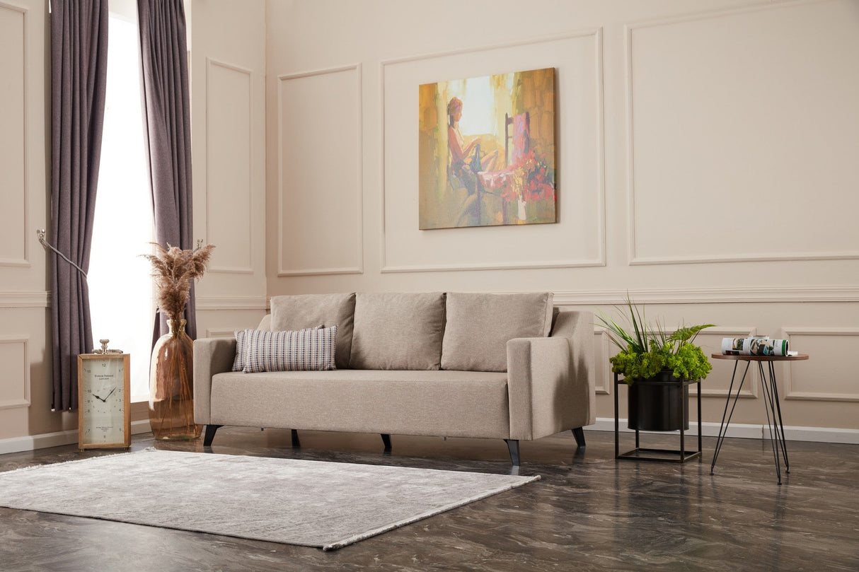 Canapea extensibilă 3 locuri Doga 3-Seat, Diverse culori, 230x90x74 cm - Crem | SKU: 825BLC2749 | Canapea extensibilă 3 locuri Doga 3-Seat, 230x90x74 cm, varianta Crem, produs pentru amenajarea locuinței, disponibil online în România la CasaMob