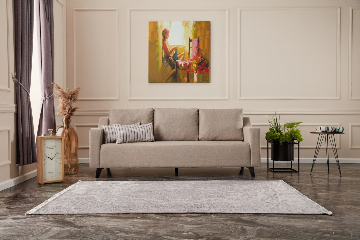 Canapea extensibilă 3 locuri Doga 3-Seat, Diverse culori, 230x90x74 cm - Crem | SKU: 825BLC2749 | Canapea extensibilă 3 locuri Doga 3-Seat, 230x90x74 cm, varianta Crem, produs pentru amenajarea locuinței, disponibil online în România la CasaMob
