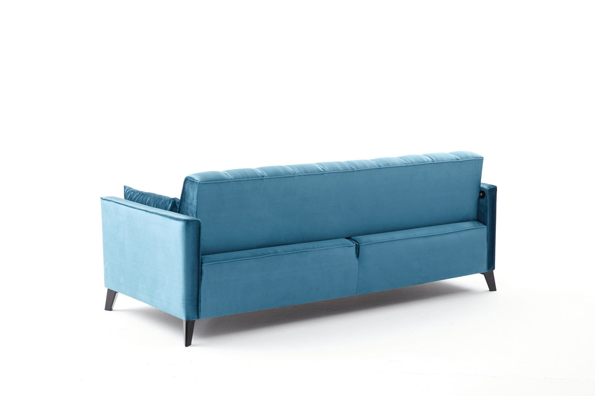 Canapea extensibilă Ova, 3 locuri, 3, Turcoaz, 206x88x80 cm