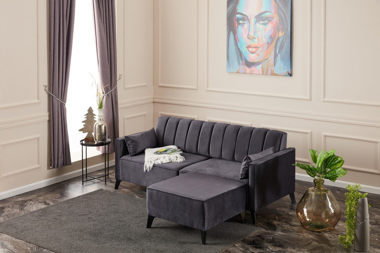 Canapea extensibilă Ova, Colț, Diverse culori, 206x165x80 cm - Antracit | SKU: 825BLC2759 | Canapea extensibilă Ova, Colț, 206x165x80 cm, varianta Antracit, produs pentru amenajarea locuinței, disponibil online în România la CasaMob