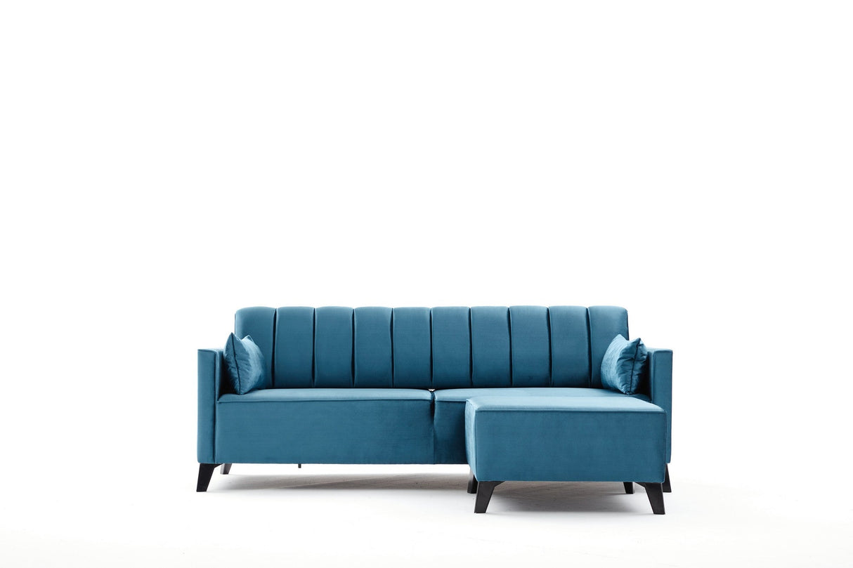Canapea extensibilă Ova, Colț, Diverse culori, 206x165x80 cm - Turcoaz | SKU: 825BLC2761 | Canapea extensibilă Ova, Colț, 206x165x80 cm, varianta Turcoaz, produs pentru amenajarea locuinței, disponibil online în România la CasaMob
