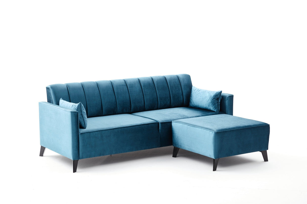 Canapea extensibilă Ova, Colț, Diverse culori, 206x165x80 cm - Turcoaz | SKU: 825BLC2761 | Canapea extensibilă Ova, Colț, 206x165x80 cm, varianta Turcoaz, produs pentru amenajarea locuinței, disponibil online în România la CasaMob