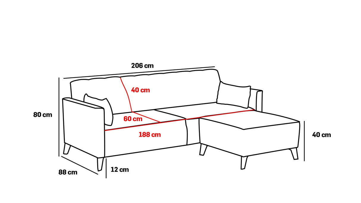 Canapea extensibilă Ova, Colț, Diverse culori, 206x165x80 cm - Turcoaz | SKU: 825BLC2761 | Canapea extensibilă Ova, Colț, 206x165x80 cm, varianta Turcoaz, produs pentru amenajarea locuinței, disponibil online în România la CasaMob