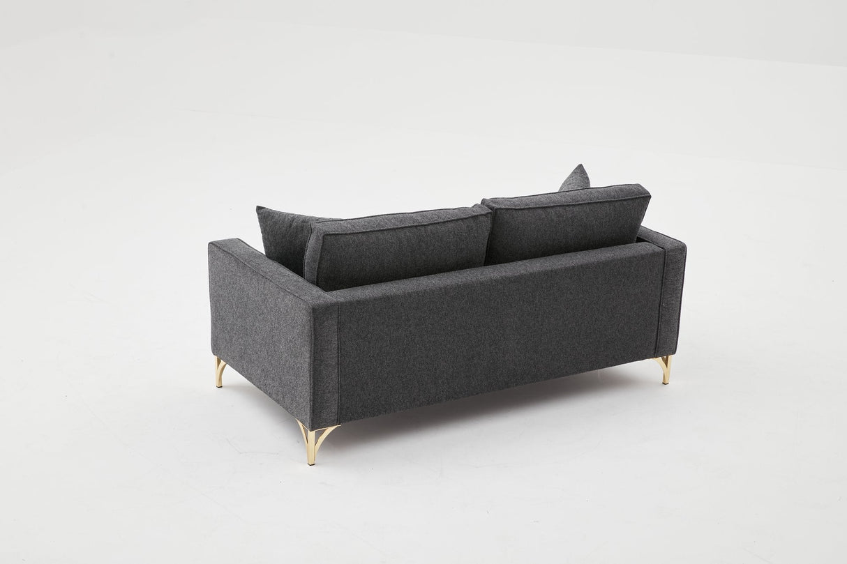 Canapea fixă Berlin, Diverse culori, Diverse configurații, Diverse dimensiuni - Antracit - Auriu - 180x91x83 cm - 2 locuri | SKU: 825BLC2793 | Canapea fixă Berlin, varianta Antracit - Auriu - 180x91x83 cm - 2 locuri, produs pentru amenajarea locuinței, disponibil online în România la CasaMob