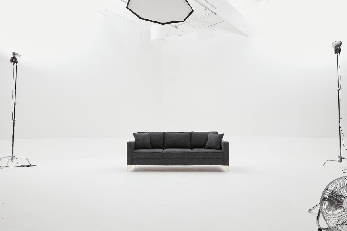Canapea fixă Berlin, Diverse culori, Diverse configurații, Diverse dimensiuni - Antracit - Auriu - 220x91x83 cm - 3 locuri | SKU: 825BLC2795 | Canapea fixă Berlin, varianta Antracit - Auriu - 220x91x83 cm - 3 locuri, produs pentru amenajarea locuinței, disponibil online în România la CasaMob