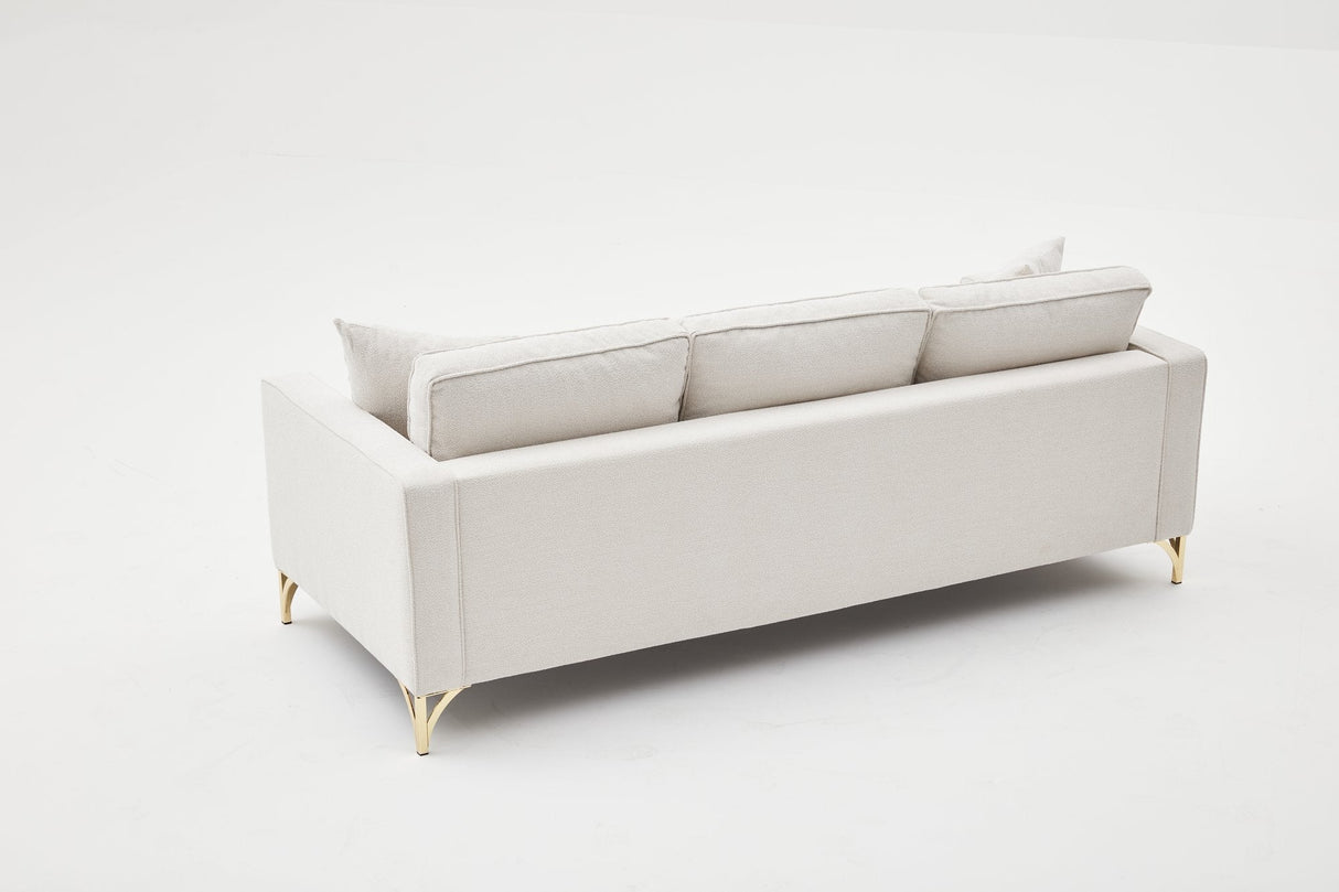 Canapea fixă Berlin, Diverse culori, Diverse configurații, Diverse dimensiuni - Crem - Auriu - 220x91x83 cm - 3 locuri | SKU: 825BLC2797 | Canapea fixă Berlin, varianta Crem - Auriu - 220x91x83 cm - 3 locuri, produs pentru amenajarea locuinței, disponibil online în România la CasaMob