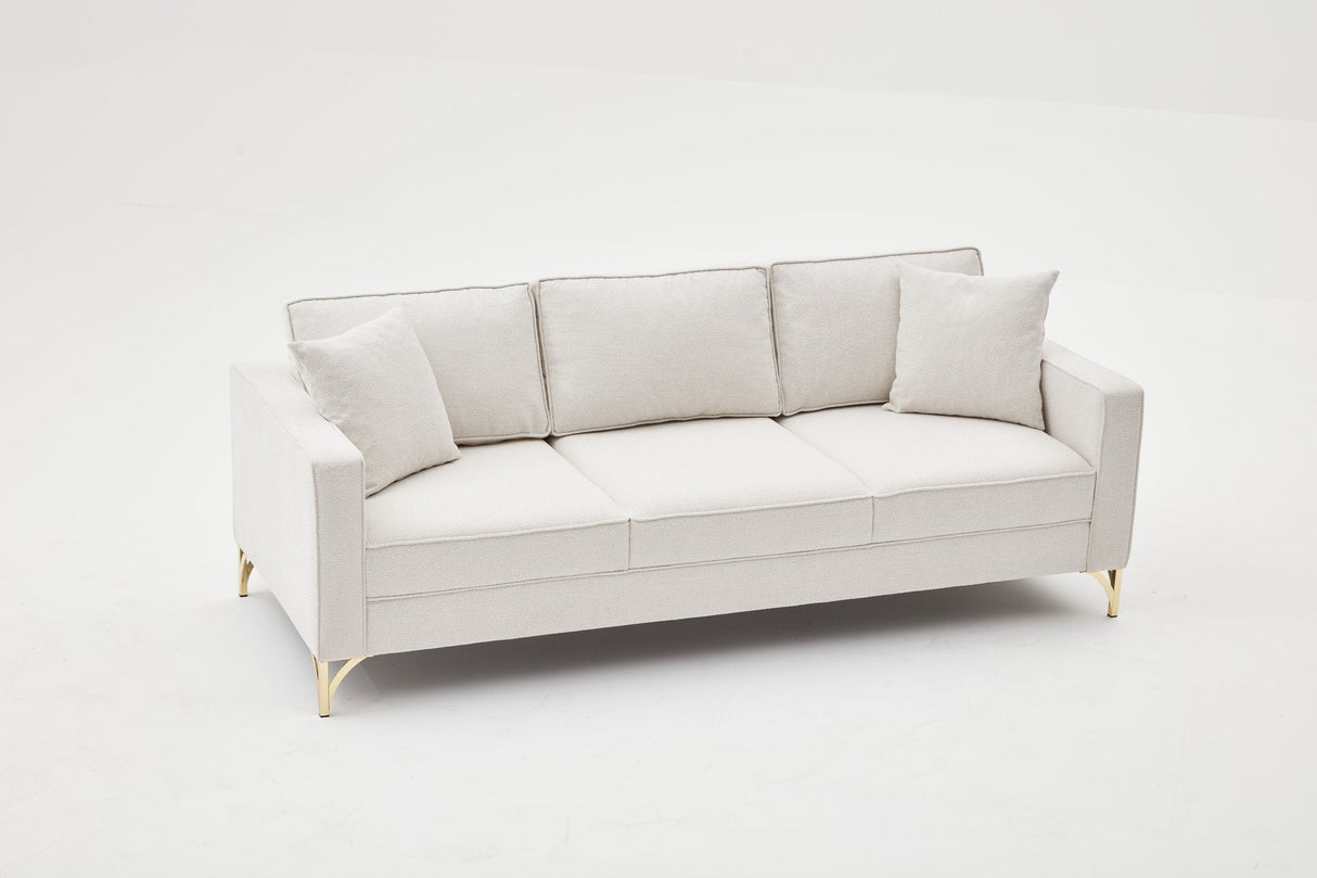 Canapea fixă Berlin, Diverse culori, Diverse configurații, Diverse dimensiuni - Crem - Auriu - 220x91x83 cm - 3 locuri | SKU: 825BLC2797 | Canapea fixă Berlin, varianta Crem - Auriu - 220x91x83 cm - 3 locuri, produs pentru amenajarea locuinței, disponibil online în România la CasaMob