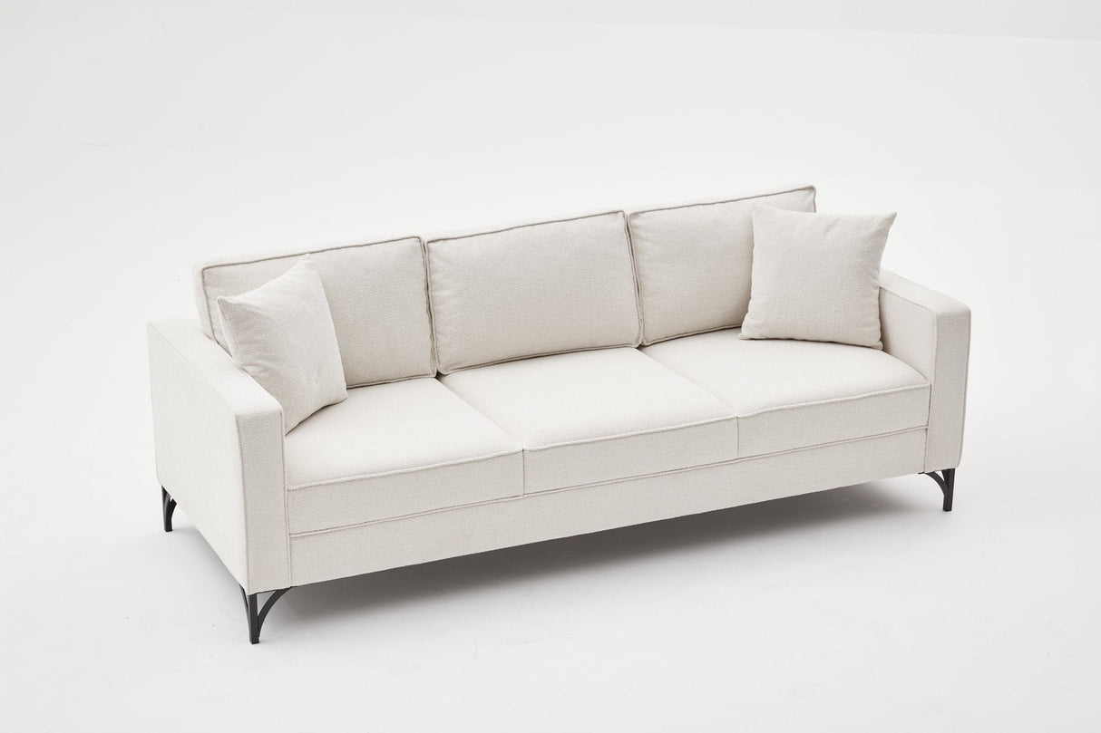 Canapea fixă Berlin, Diverse culori, Diverse configurații, Diverse dimensiuni - Crem - Negru - 220x91x83 cm - 3 locuri | SKU: 825BLC2798 | Canapea fixă Berlin, varianta Crem - Negru - 220x91x83 cm - 3 locuri, produs pentru amenajarea locuinței, disponibil online în România la CasaMob