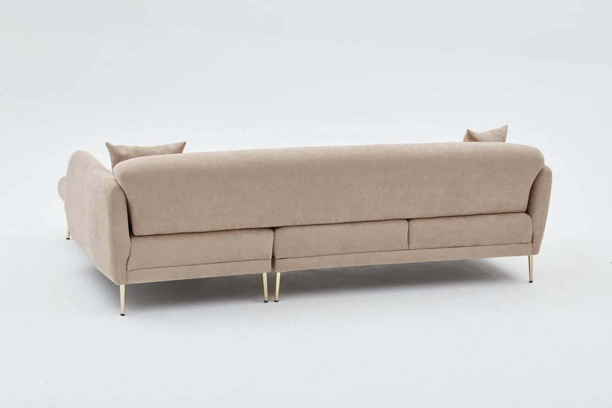 Canapea extensibilă Simena, Colț, 3 piese, Dreapta, Diverse culori, 266x65x80 cm - Bej - Auriu | SKU: 825BLC2830 | Canapea extensibilă Simena, Colț, 3 piese, Dreapta, 266x65x80 cm, varianta Bej - Auriu, produs pentru amenajarea locuinței, disponibil online în România la CasaMob