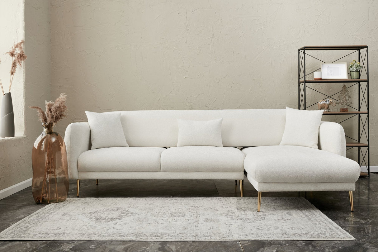 Canapea extensibilă Simena, Colț, 3 piese, Dreapta, Diverse culori, 266x65x80 cm - Crem - Auriu | SKU: 825BLC2832 | Canapea extensibilă Simena, Colț, 3 piese, Dreapta, 266x65x80 cm, varianta Crem - Auriu, produs pentru amenajarea locuinței, disponibil online în România la CasaMob