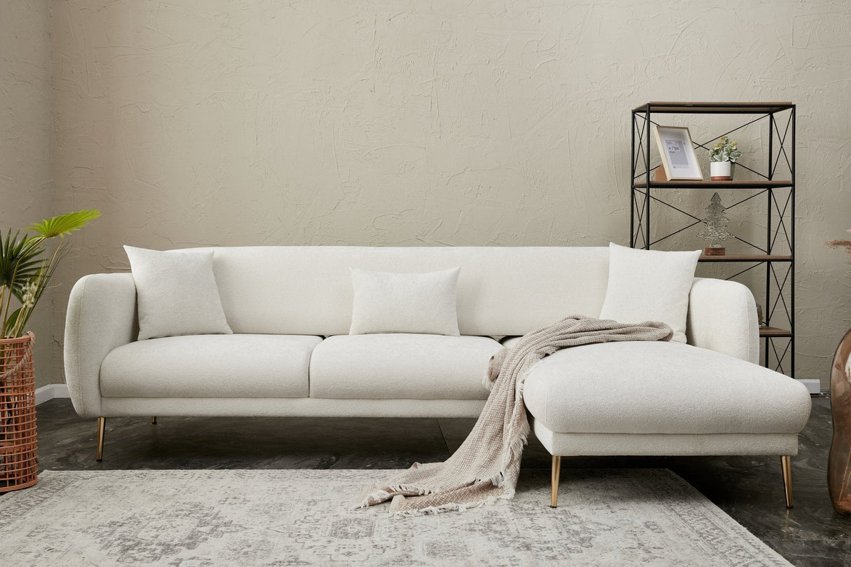 Canapea extensibilă Simena, Colț, 3 piese, Dreapta, Diverse culori, 266x65x80 cm - Crem - Auriu | SKU: 825BLC2832 | Canapea extensibilă Simena, Colț, 3 piese, Dreapta, 266x65x80 cm, varianta Crem - Auriu, produs pentru amenajarea locuinței, disponibil online în România la CasaMob