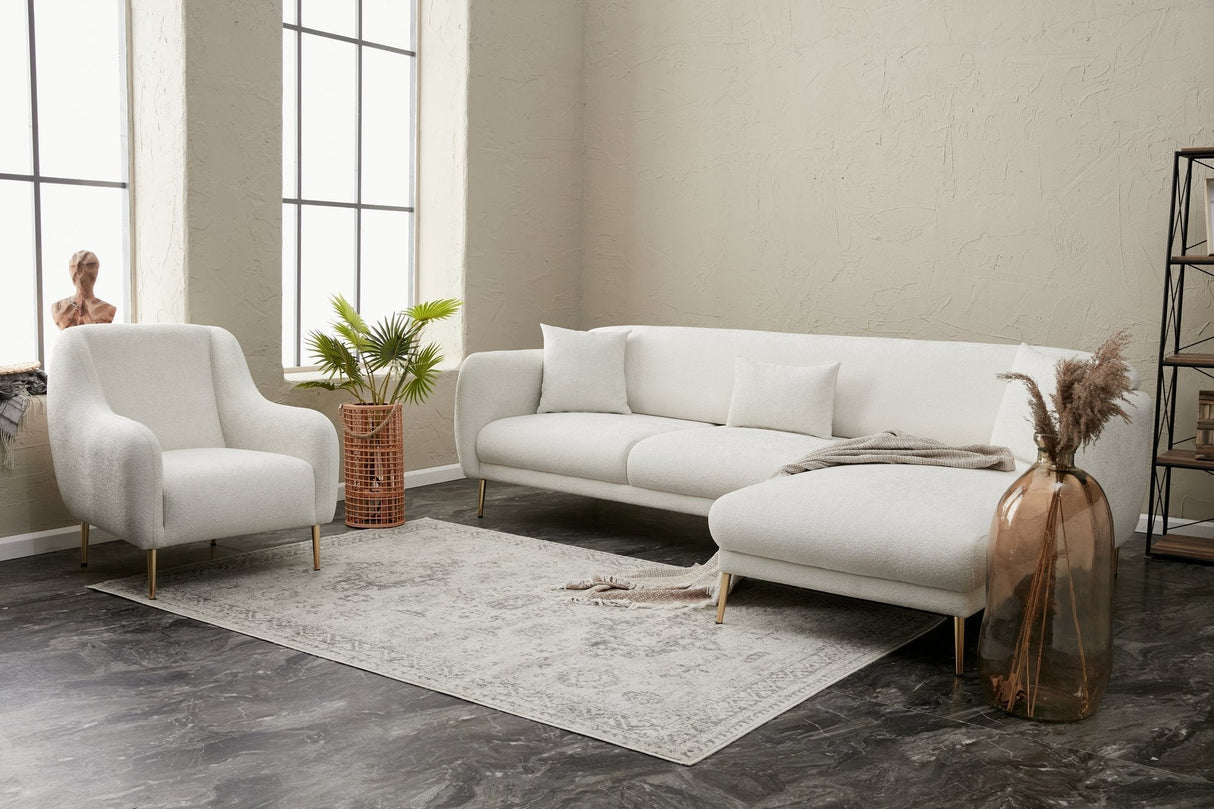 Canapea extensibilă Simena, Colț, 3 piese, Dreapta, Diverse culori, 266x65x80 cm - Crem - Auriu | SKU: 825BLC2832 | Canapea extensibilă Simena, Colț, 3 piese, Dreapta, 266x65x80 cm, varianta Crem - Auriu, produs pentru amenajarea locuinței, disponibil online în România la CasaMob