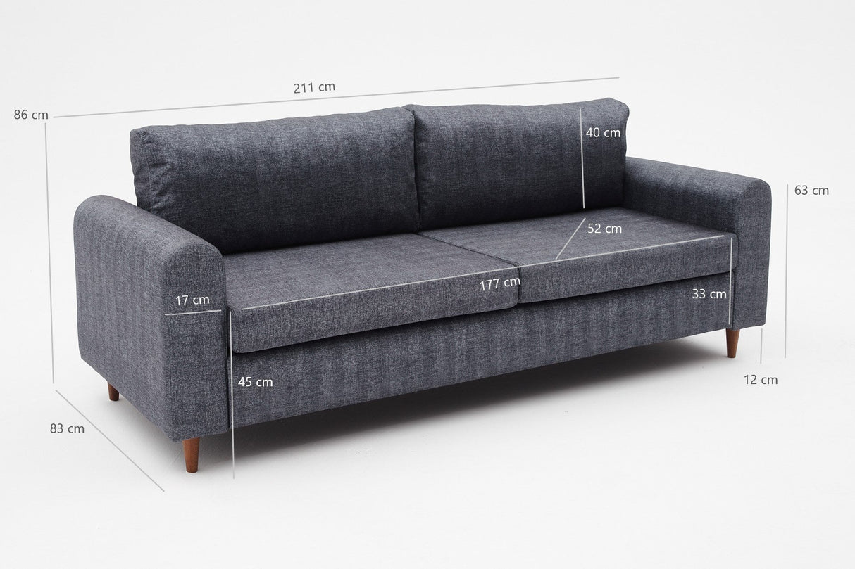 Canapea fixă Salem, Diverse culori, Diverse configurații, Diverse dimensiuni - Antracit - 211x83x86 cm - 3 locuri | SKU: 825BLC2845 | Canapea fixă Salem, varianta Antracit - 211x83x86 cm - 3 locuri, produs pentru amenajarea locuinței, disponibil online în România la CasaMob