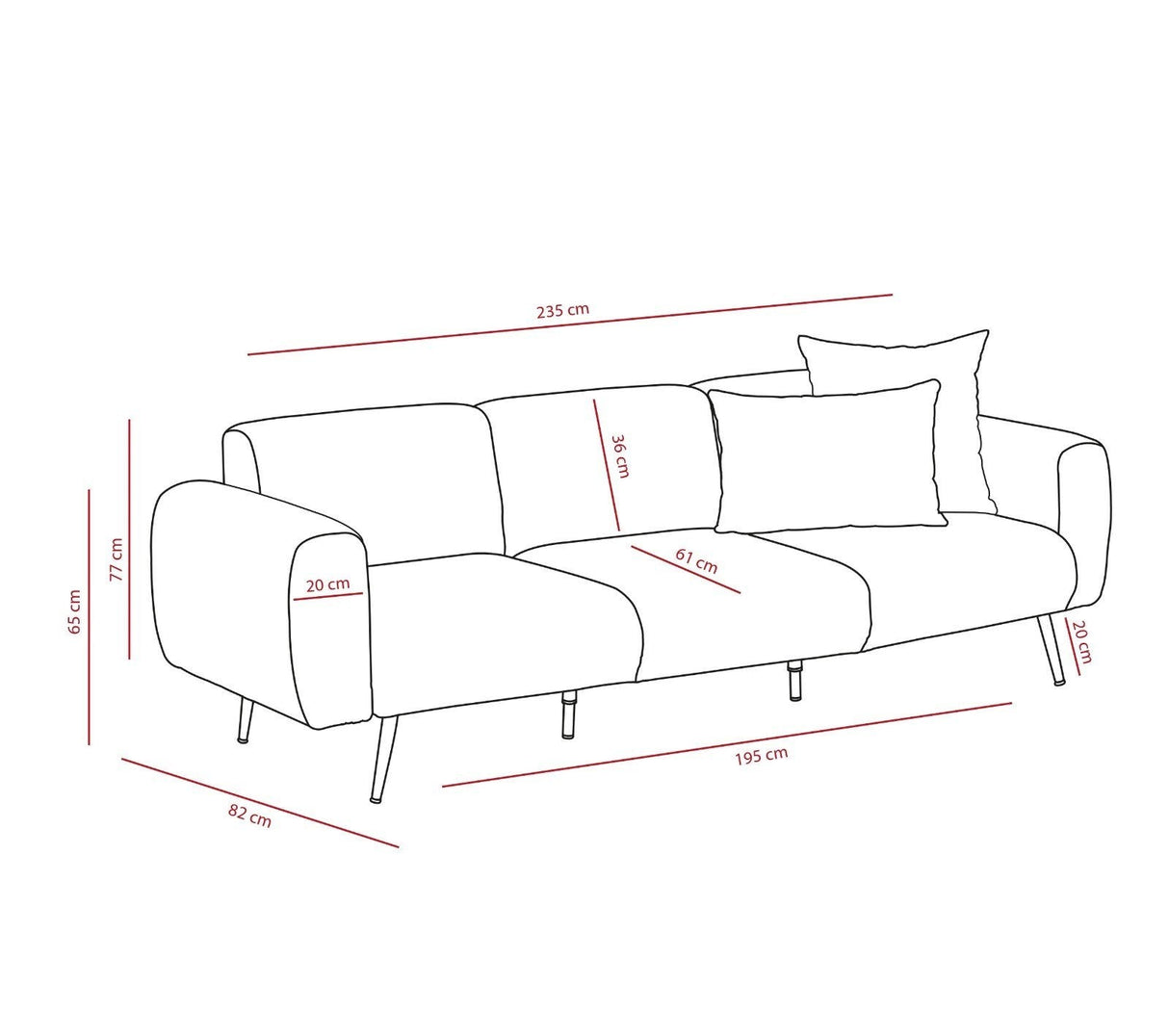 Canapea fixă Side, Diverse culori, Diverse configurații, Diverse dimensiuni - Crem - 235x82x77 cm - 3 locuri | SKU: 825BLC2854 | Canapea fixă Side, varianta Crem - 235x82x77 cm - 3 locuri, produs pentru amenajarea locuinței, disponibil online în România la CasaMob