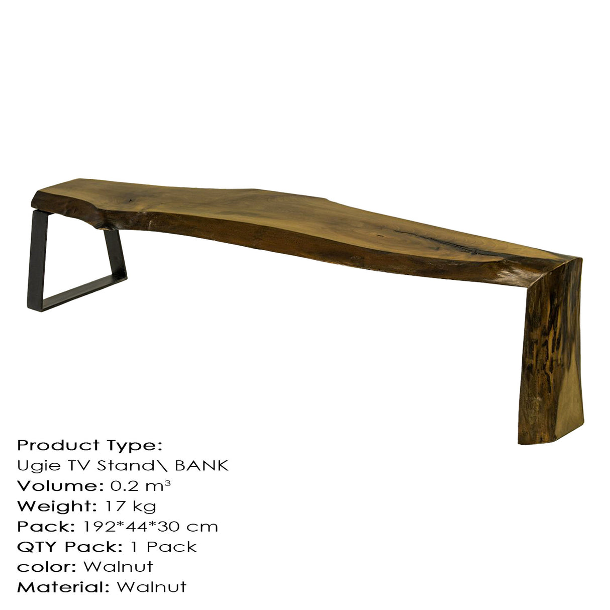 Comodă TV Ugie, Nuc, 190x36x42 cm