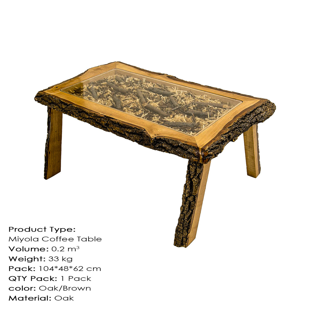 Măsuță de cafea Miyola, Stejar - Maro, 102x60x46 cm