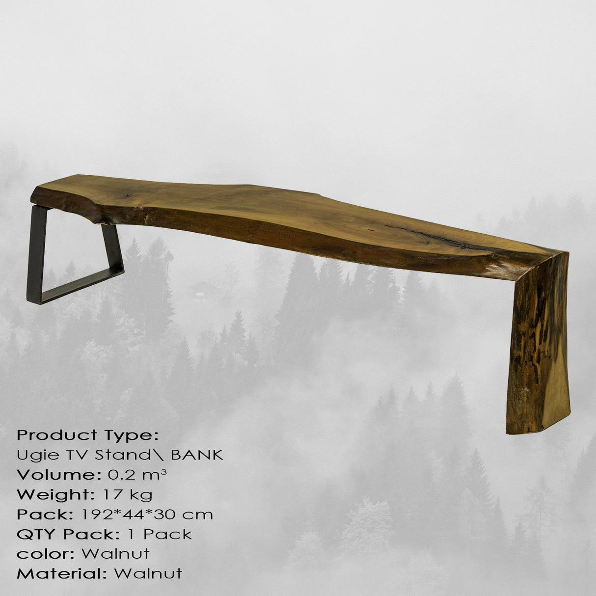 Comodă TV Ugie, Nuc, 190x36x42 cm