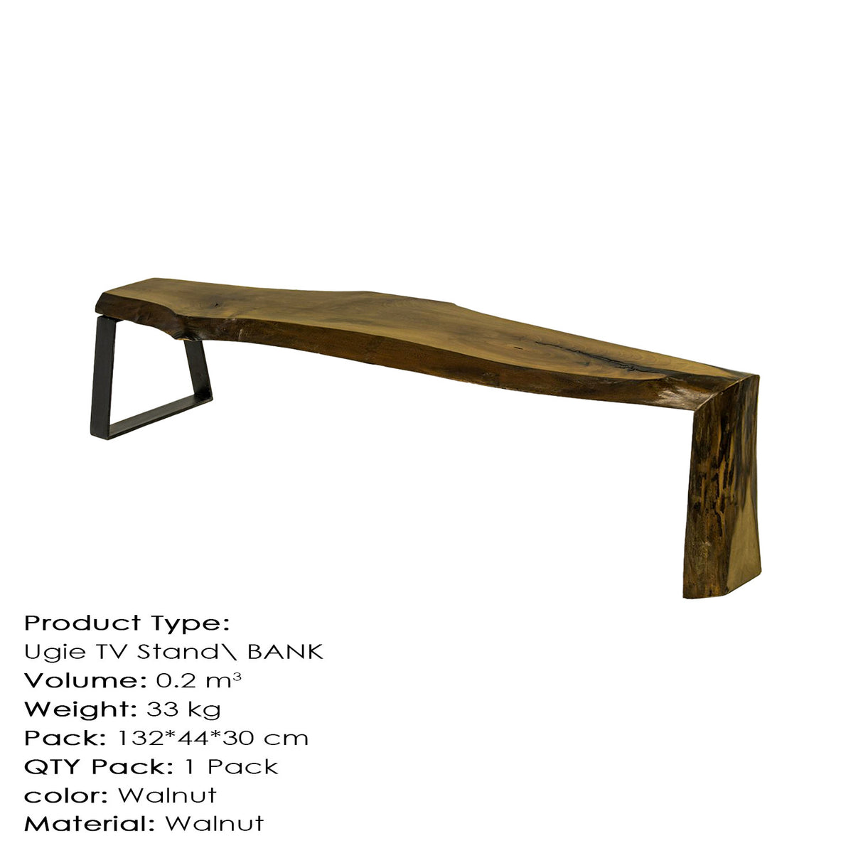 Comodă TV Ugie Small, Nuc, 130x36x42 cm