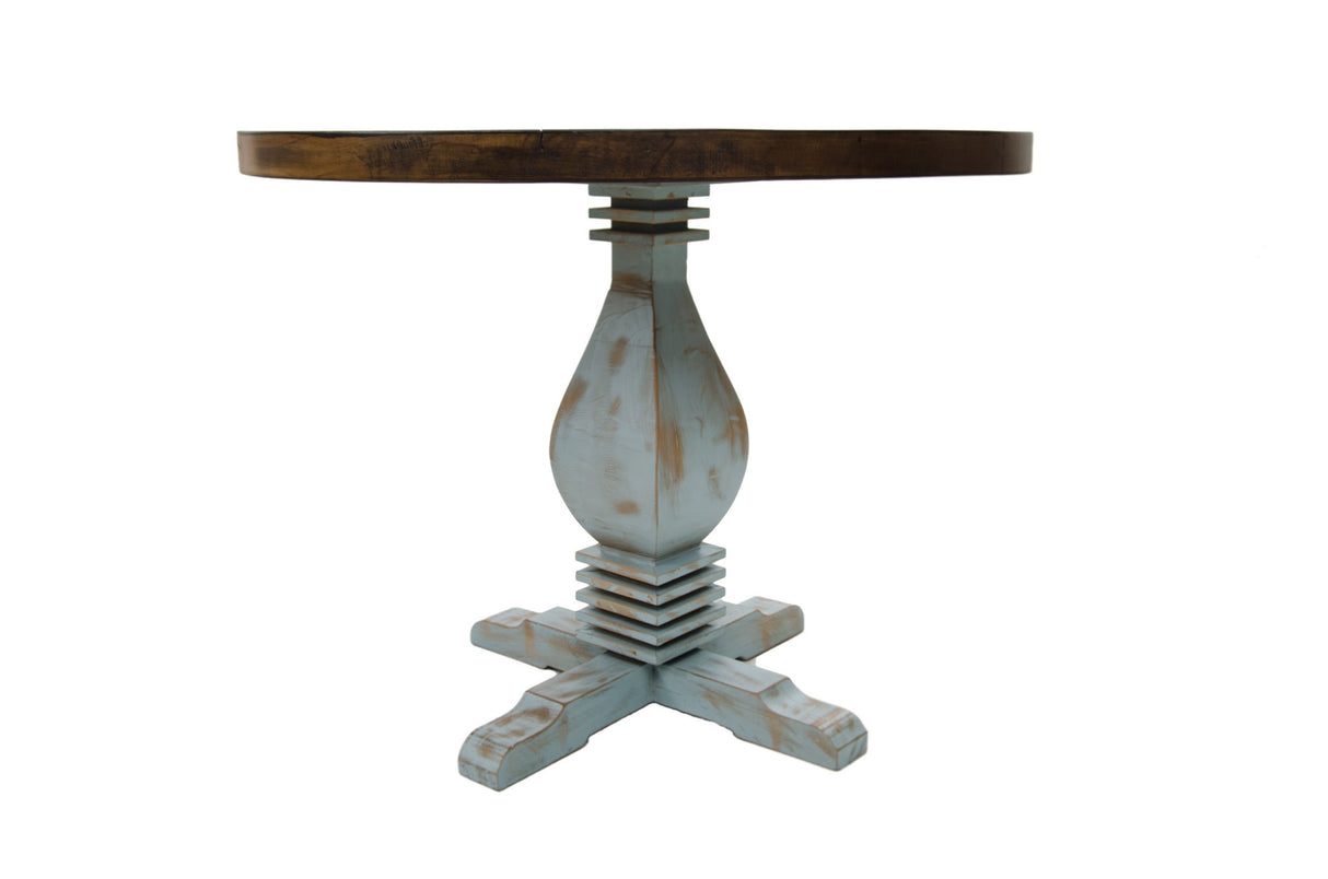 Masă dining Manorca, Maro - Albastru deschis, Ø75x75 cm