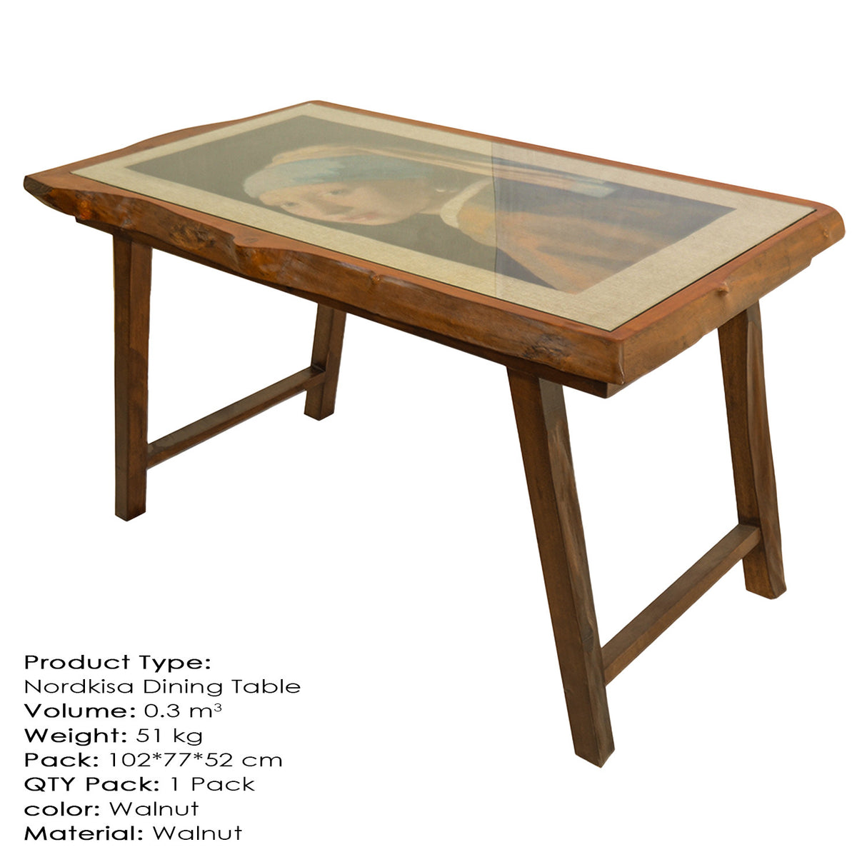 Masă dining Nordkisa Large, Nuc