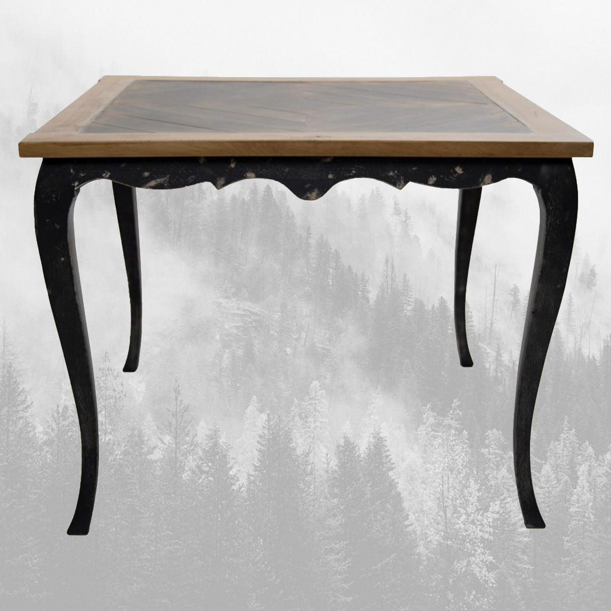 Masă dining Pina Large, Beech - Maro - Negru, 100x100x75 cm