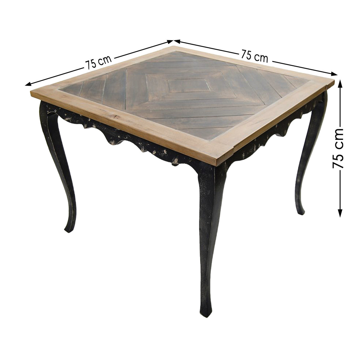 Masă dining Pina Medium, Beech - Maro - Negru, 75x75x75 cm