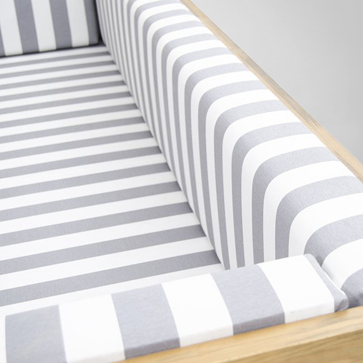 Canapea fixă 3 locuri Cocos Medium, Pin - Alb - Gri, 180x75x70 cm