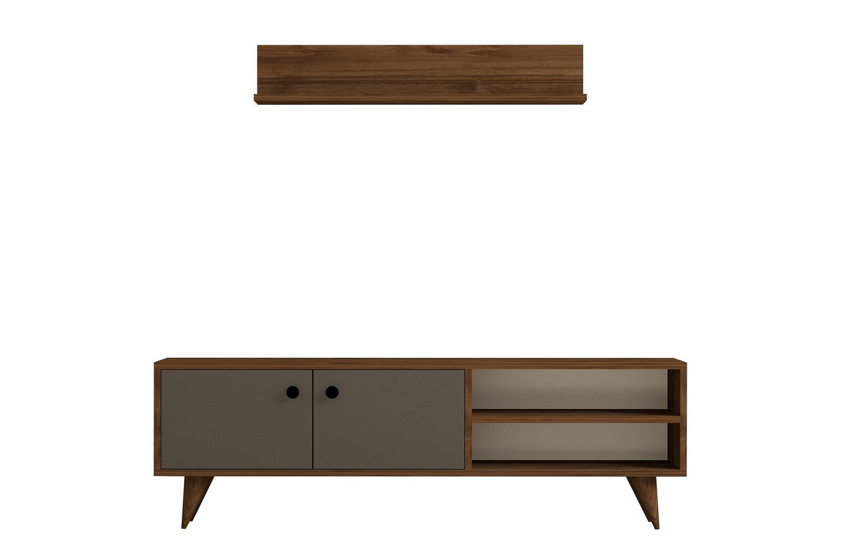 Comodă TV Erho, Nuc - Antracit, 140x30x45 cm