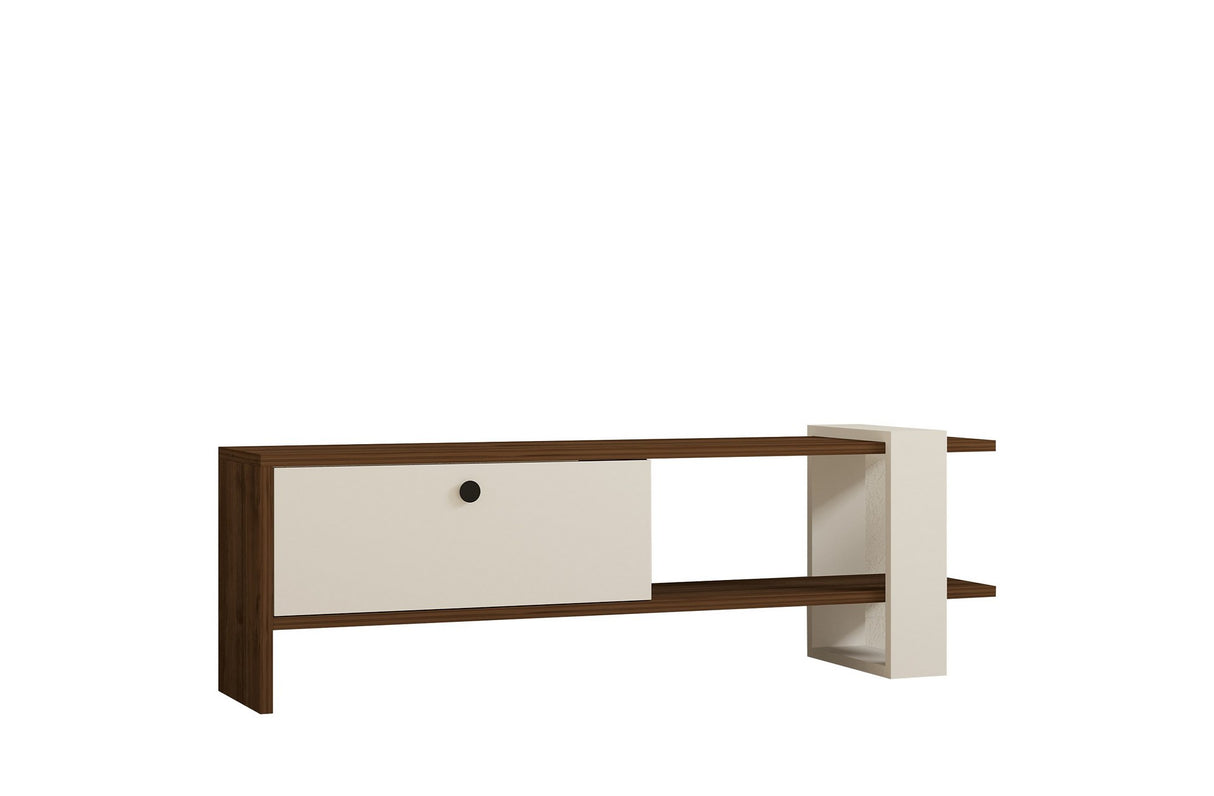 Comodă TV Gaye, Nuc - Alb, 120x25x37 cm