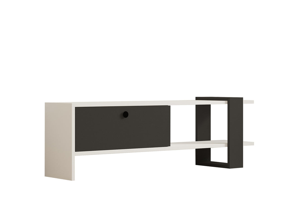 Comodă TV Funda, Antracit - Alb, 120x25x37 cm