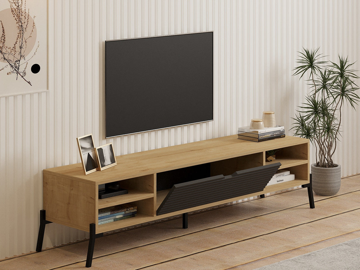 Comodă TV Santa - Sapphire Oak, Antracite, Stejar safir - Antracit, 160x40x36 cm
