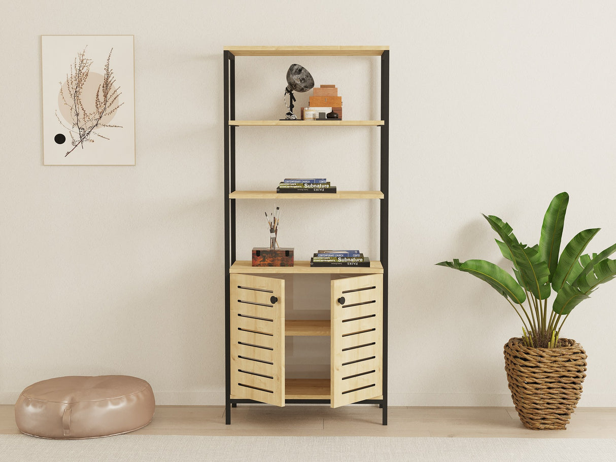 Bibliotecă Metela, Sapphire - Negru, 70x34x162 cm